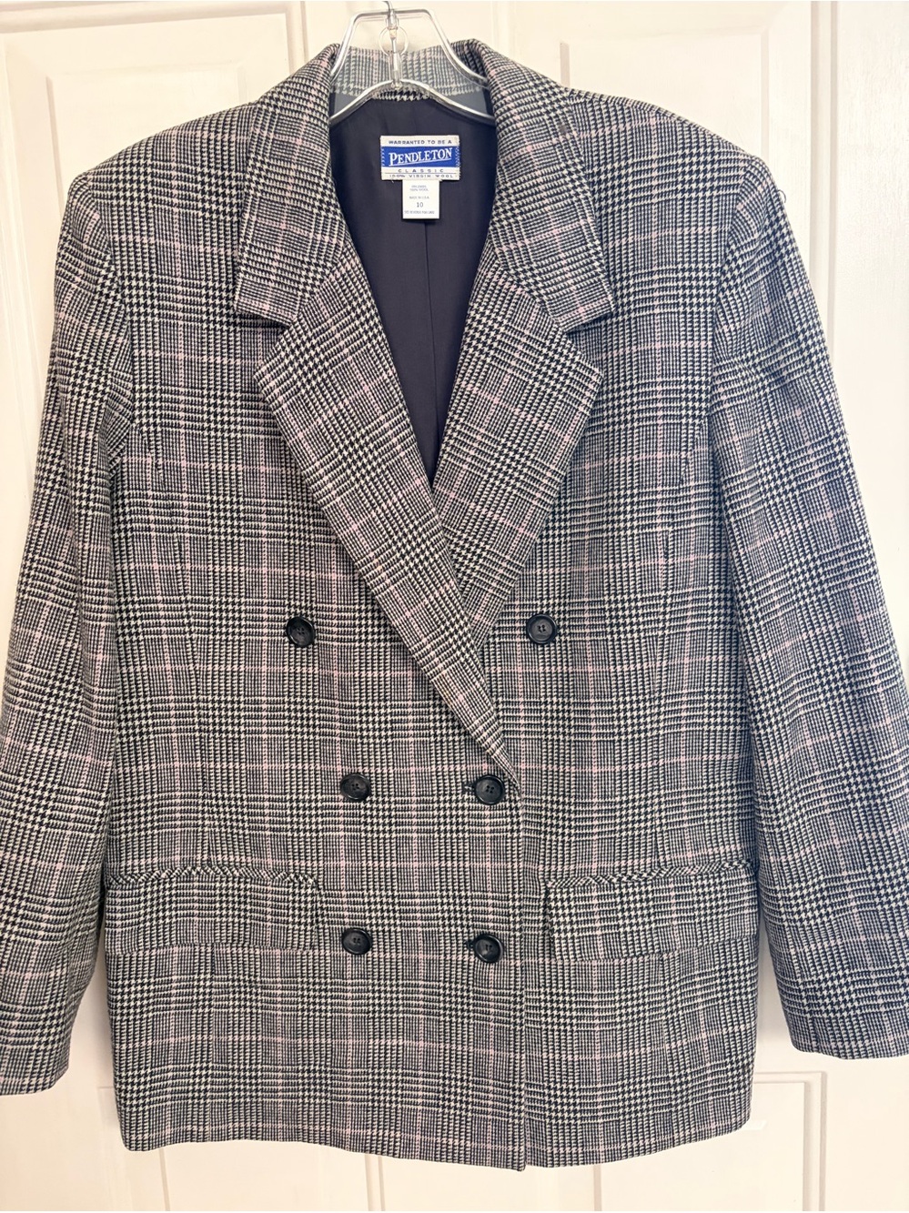 VTG Pendleton Classics 100% virgin wool blazer Black & White/pink